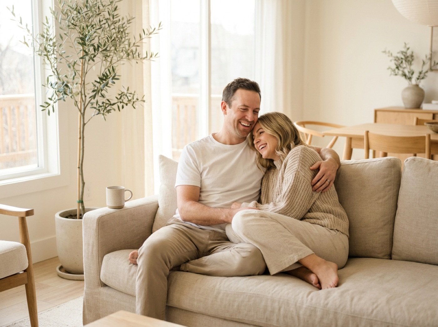 Couple relaxing on a sofa